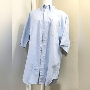 ALEXANDER JULIAN Short Sleeve Button Up Shirt (Size L), Blue